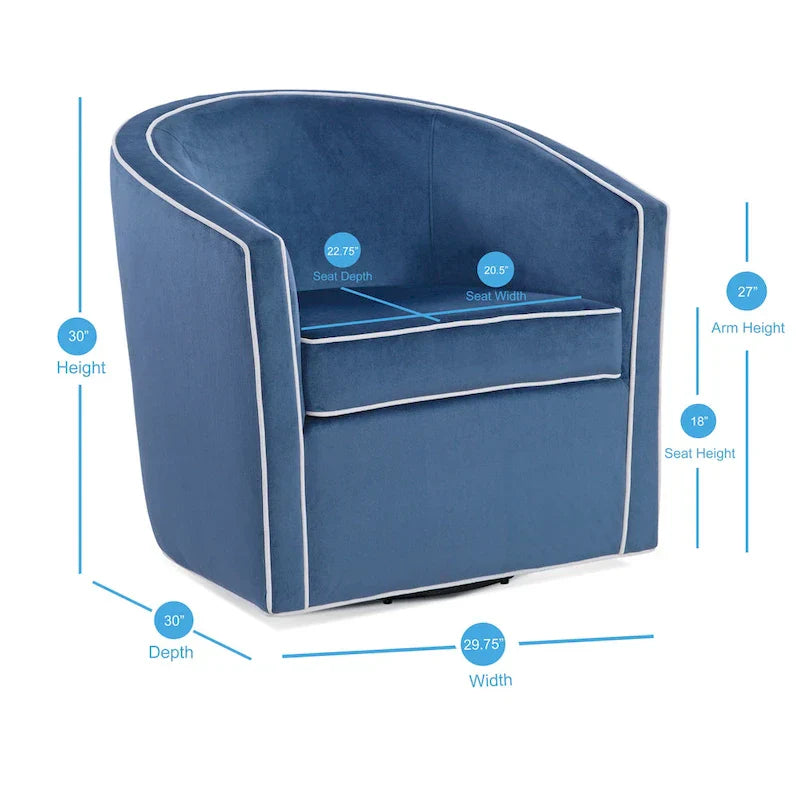 Swivel Barrel Accent Chair with Velvet Upholstery and Removable Cushion