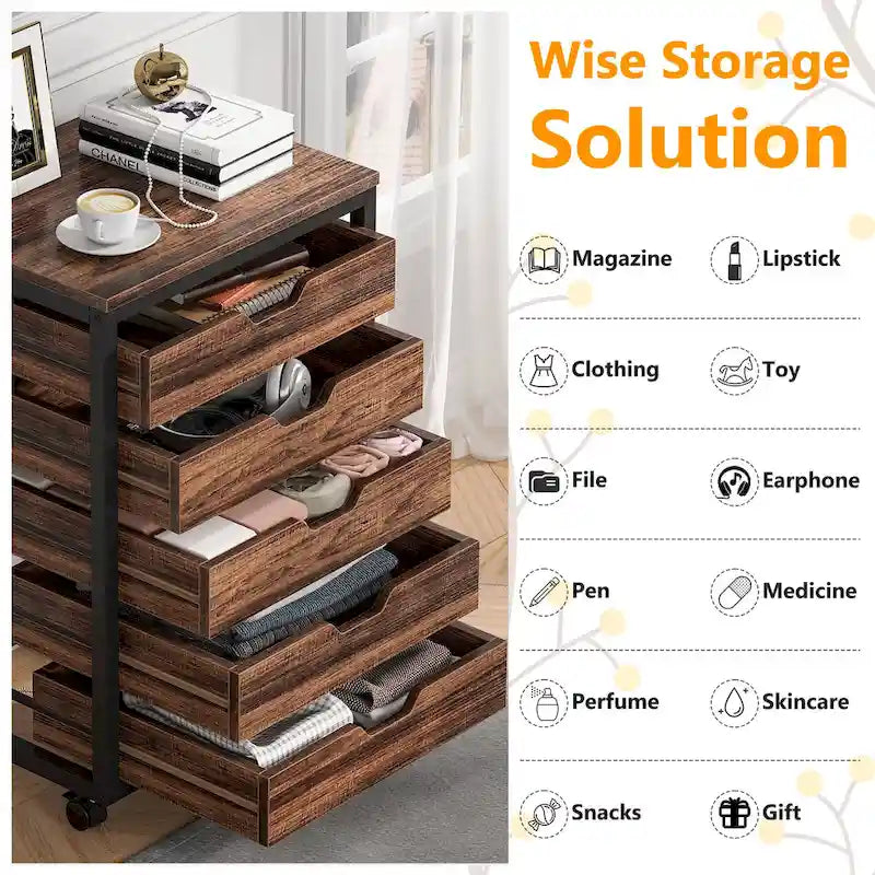 Wooden Storage Cabinet Organizer with 5 and 7 Drawer Options