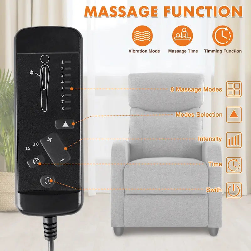 Versatile Recliner Chair with 8 Massage Settings and Lumbar Support for Ultimate Relaxation and Home Theater Experience