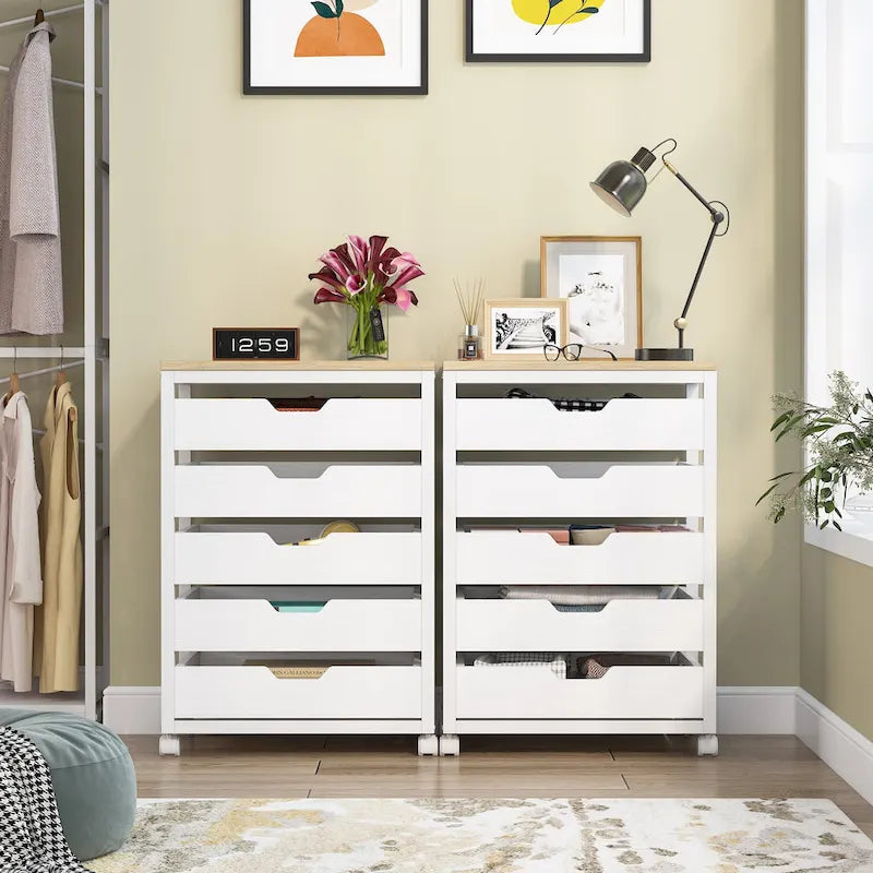 Wooden Storage Cabinet Organizer with 5 and 7 Drawer Options