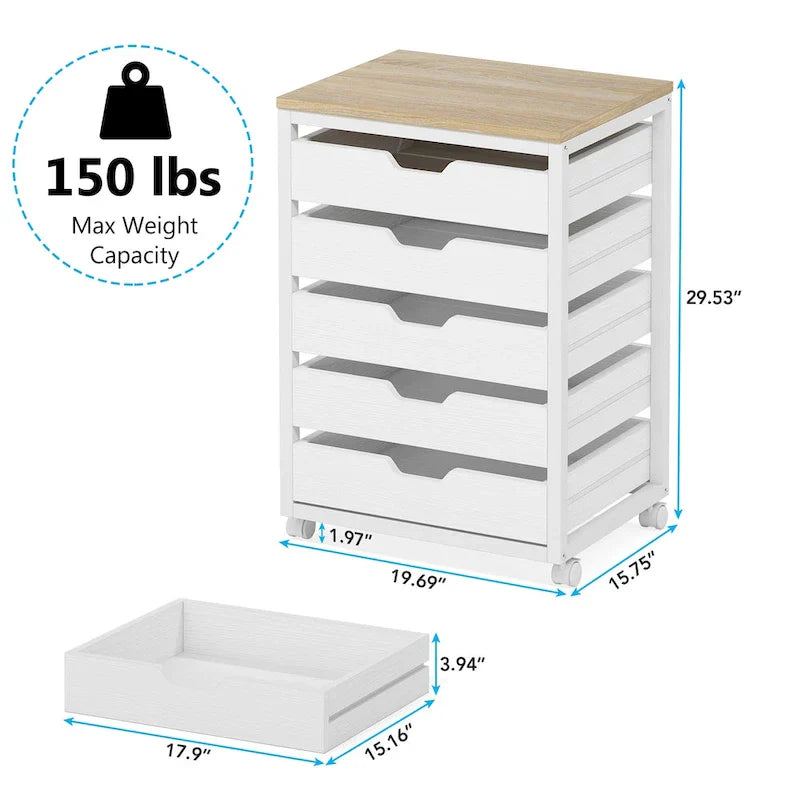 Wooden Storage Cabinet Organizer with 5 and 7 Drawer Options