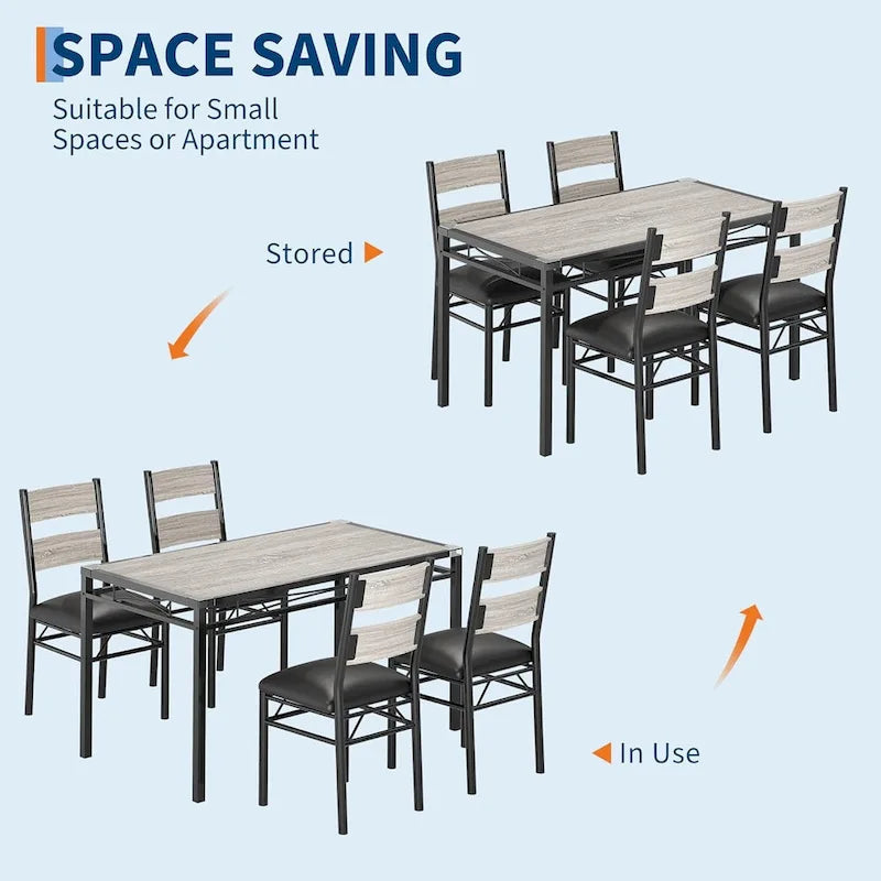 Wooden Dining Table Set with Upholstered Chairs for Kitchen