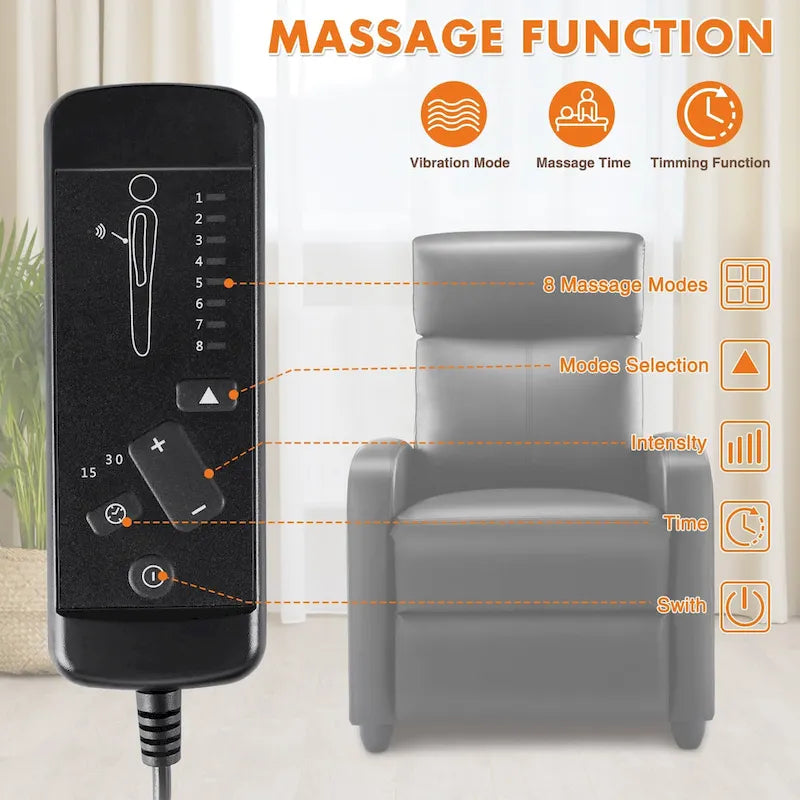 Versatile Recliner Chair with 8 Massage Settings and Lumbar Support for Ultimate Relaxation and Home Theater Experience