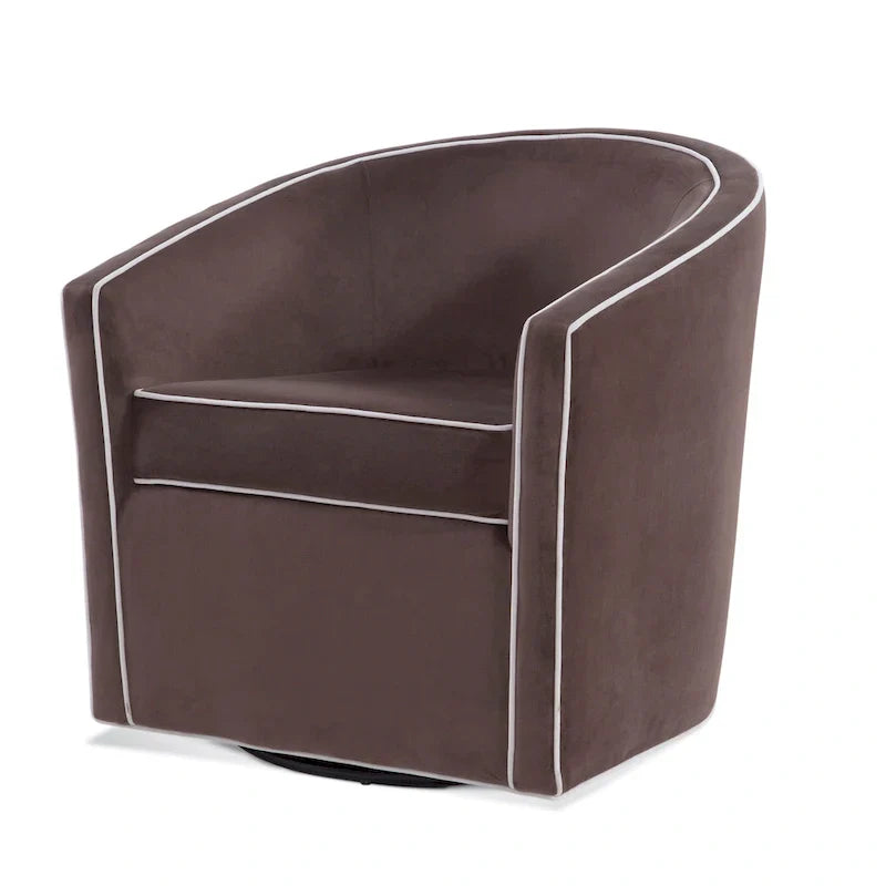 Swivel Barrel Accent Chair with Velvet Upholstery and Removable Cushion