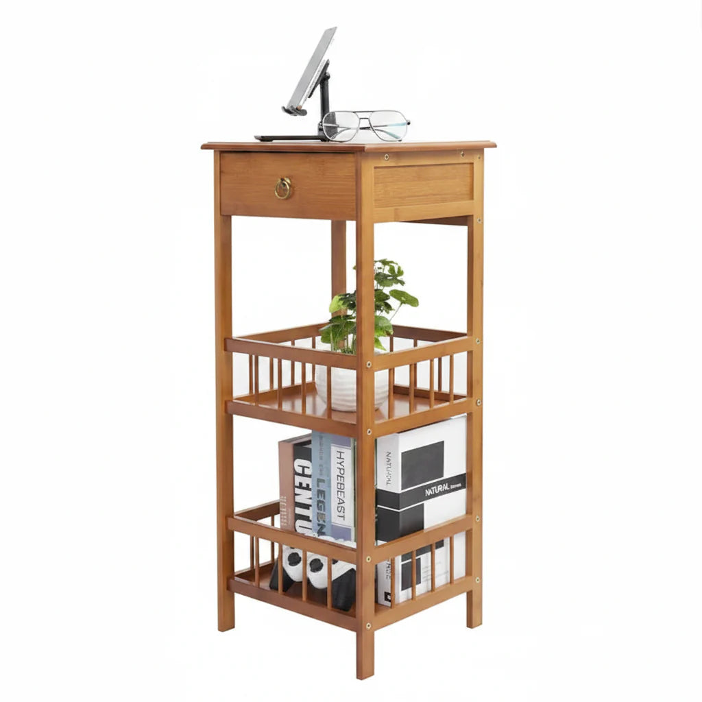 Wooden End Table with Storage Compartment