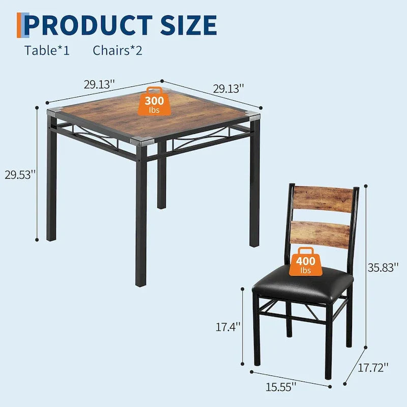 Wooden Dining Table Set with Upholstered Chairs for Kitchen
