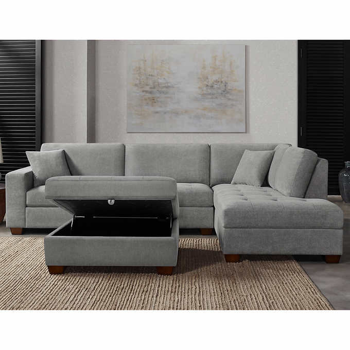 Thomasville Miles Fabric Sectional with Storage Ottoman