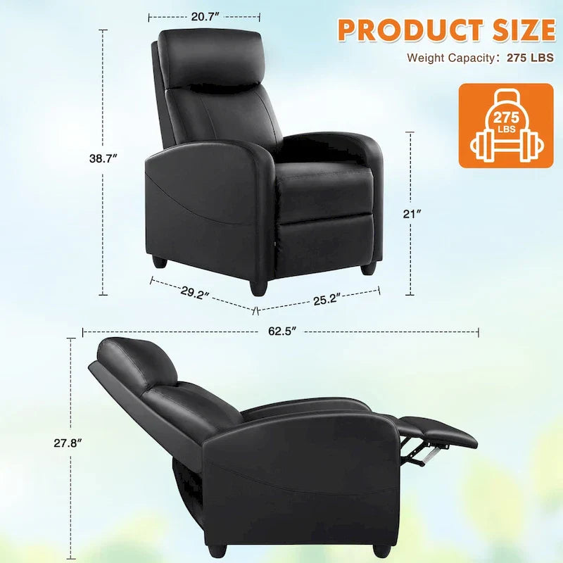 Versatile Recliner Chair with 8 Massage Settings and Lumbar Support for Ultimate Relaxation and Home Theater Experience
