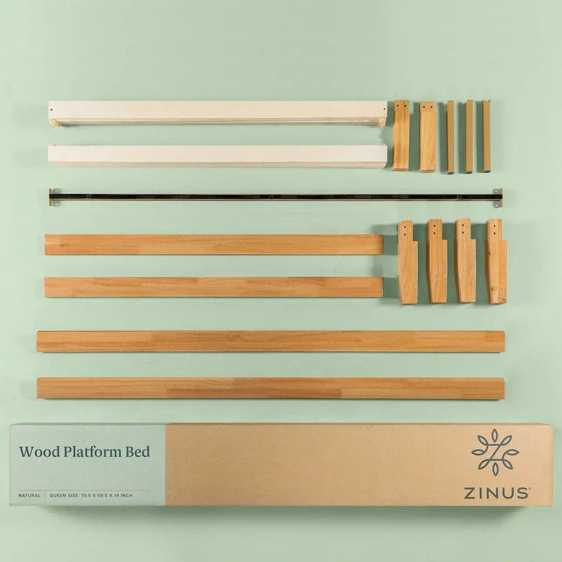 Zinus Priage 14-Inch Solid Wood Platform Bed in Natural Finish