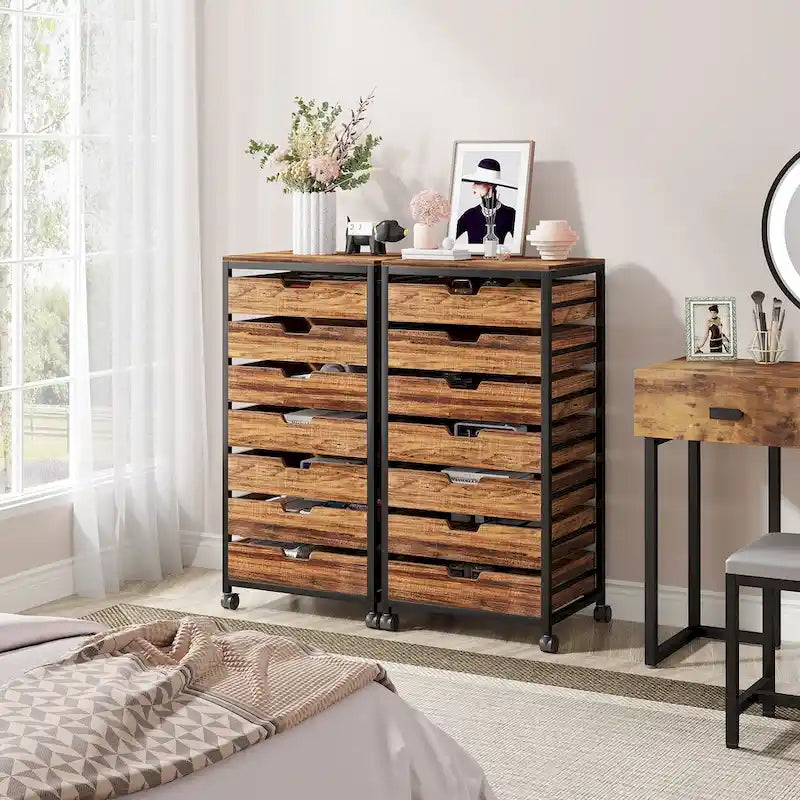 Wooden Storage Cabinet Organizer with 5 and 7 Drawer Options