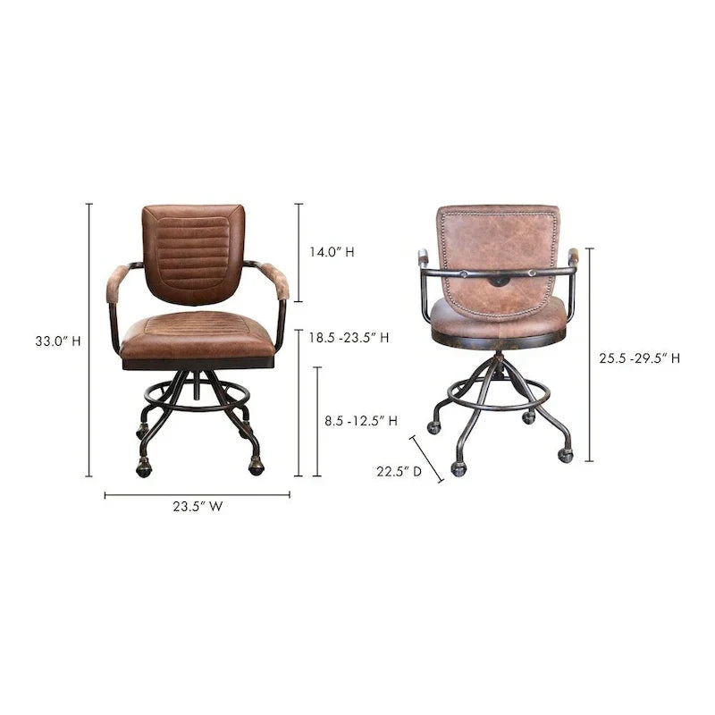 Swivel Office Desk Chair with Upholstered Seat and Rolling Base