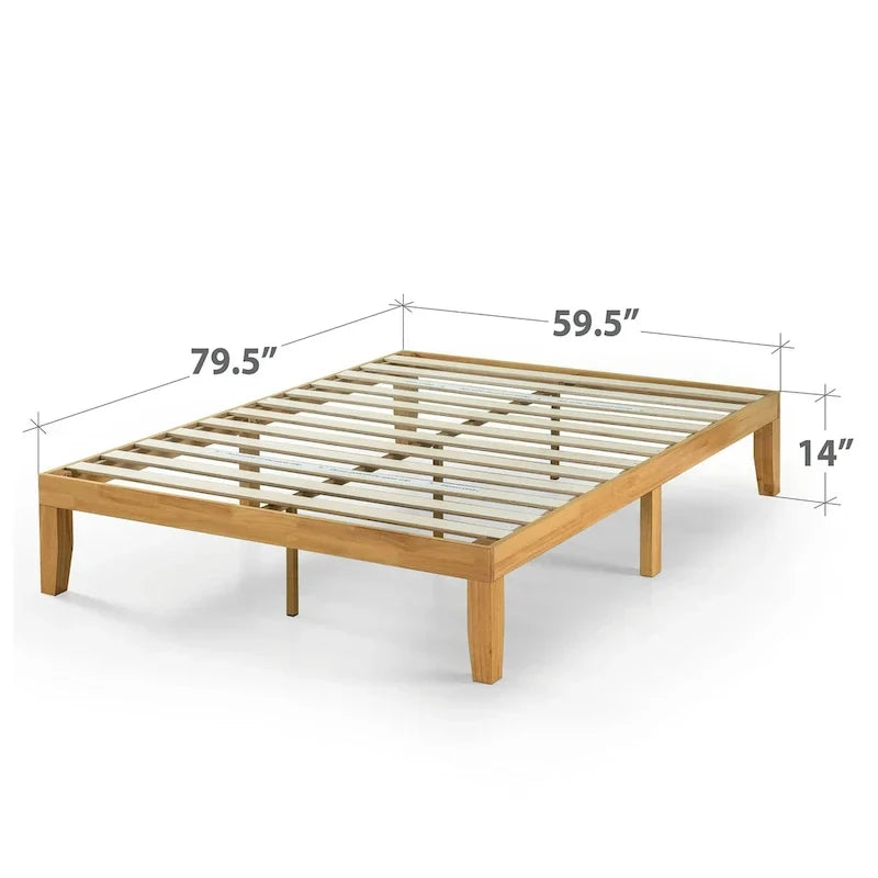 Zinus Priage 14-Inch Solid Wood Platform Bed in Natural Finish