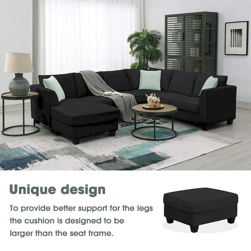 Versatile Reversible Sectional Sofa with Ottoman - Flexible Combination Module