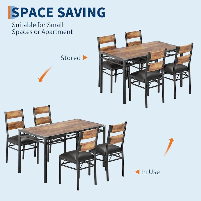 Wooden Dining Table Set with Upholstered Chairs for Kitchen