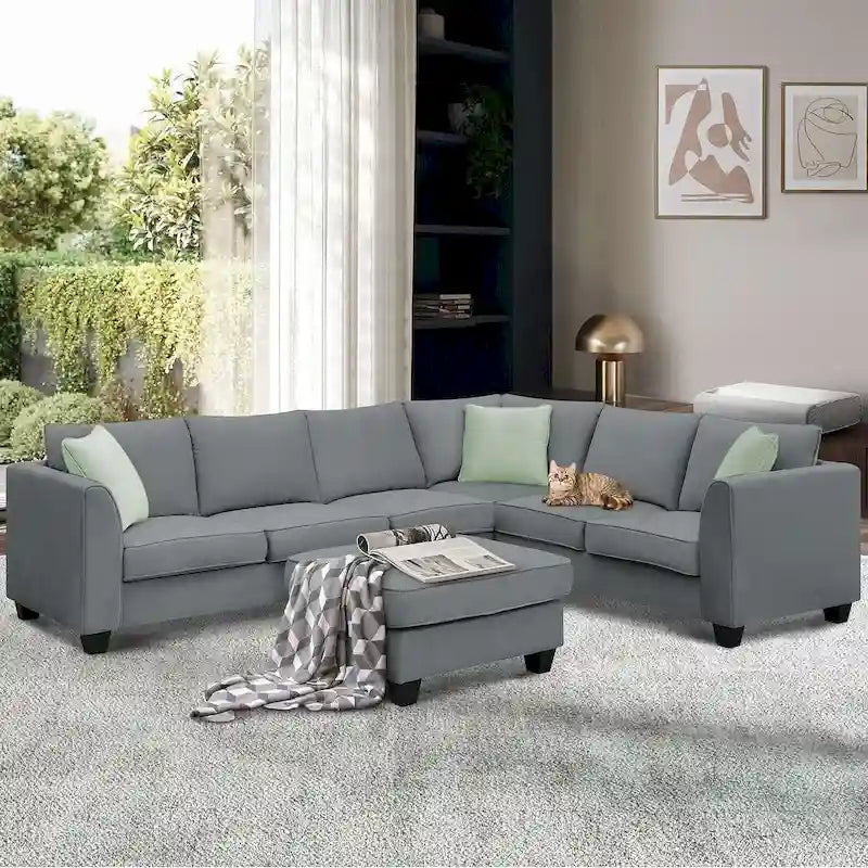 Versatile Reversible Sectional Sofa with Ottoman - Flexible Combination Module