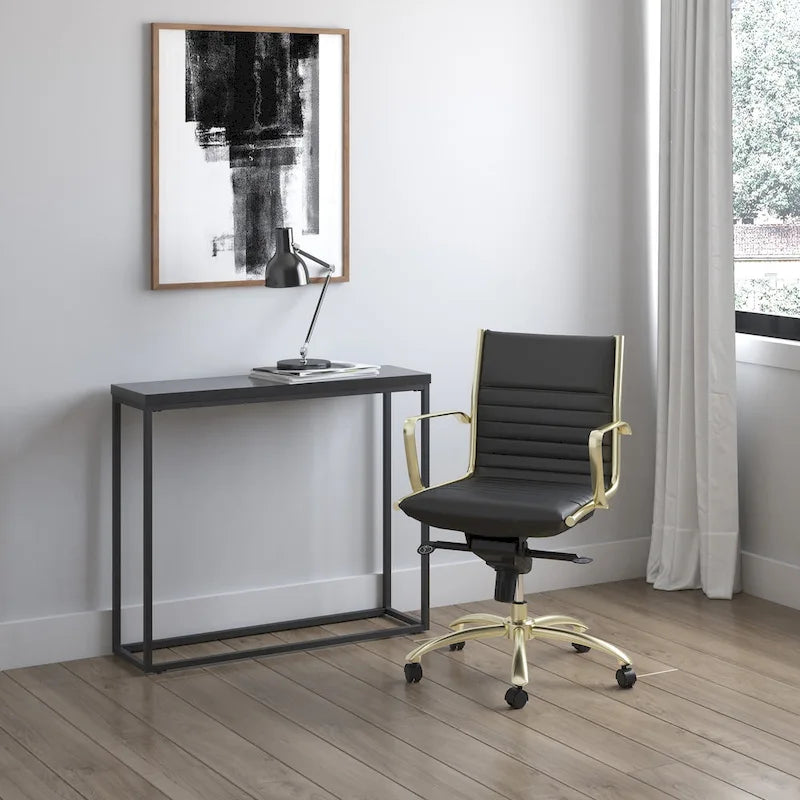 Swivel Office Chair with Upholstered Seat Armrests and Rolling Base