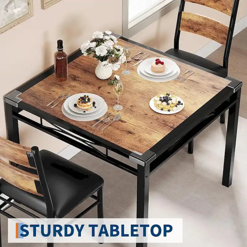 Wooden Dining Table Set with Upholstered Chairs for Kitchen