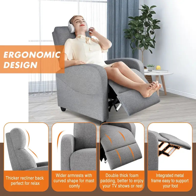 Versatile Recliner Chair with 8 Massage Settings and Lumbar Support for Ultimate Relaxation and Home Theater Experience