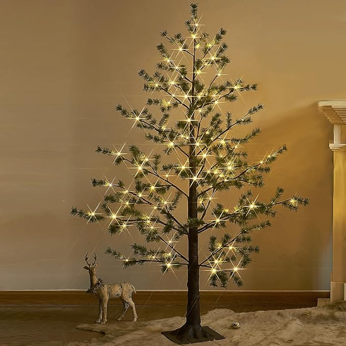 Éclairage préliminaire Faux Noway Guirlande de sapin de Noël 6FT 126 LED blanc chaud pour décoration intérieure et extérieure