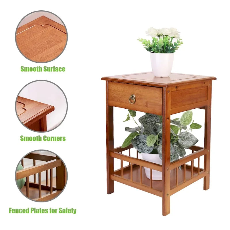 Wooden End Table with Storage Compartment