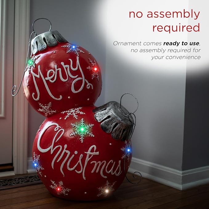 Boule de Noël intérieure/extérieure de 30" avec LED changeantes, rouge, décoration de Noël