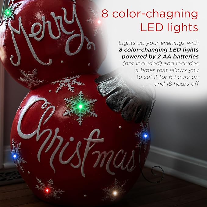 Boule de Noël intérieure/extérieure de 30" avec LED changeantes, rouge, décoration de Noël