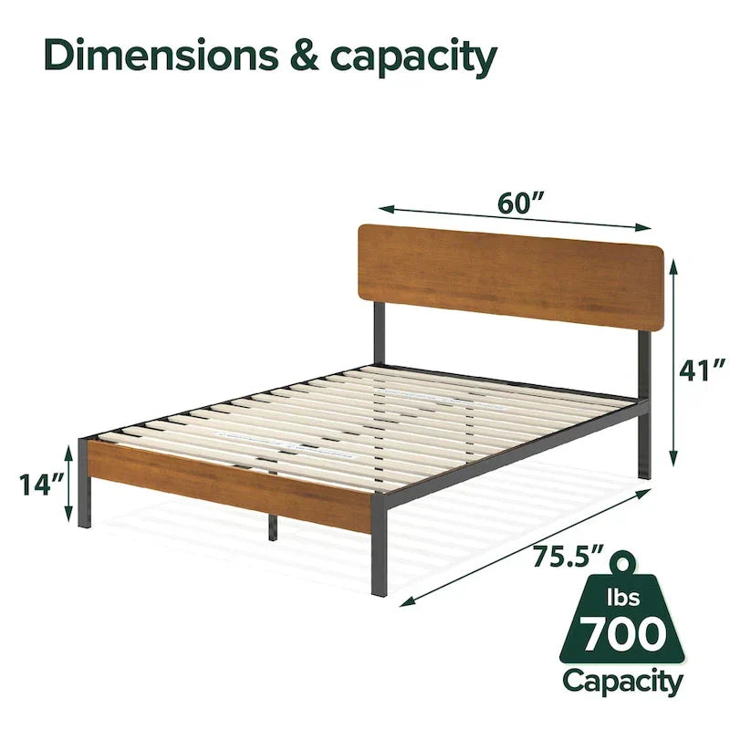 ZINUS Priage Black Metal Platform Bed Frame