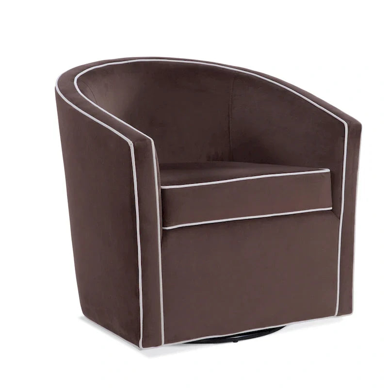 Swivel Barrel Accent Chair with Velvet Upholstery and Removable Cushion