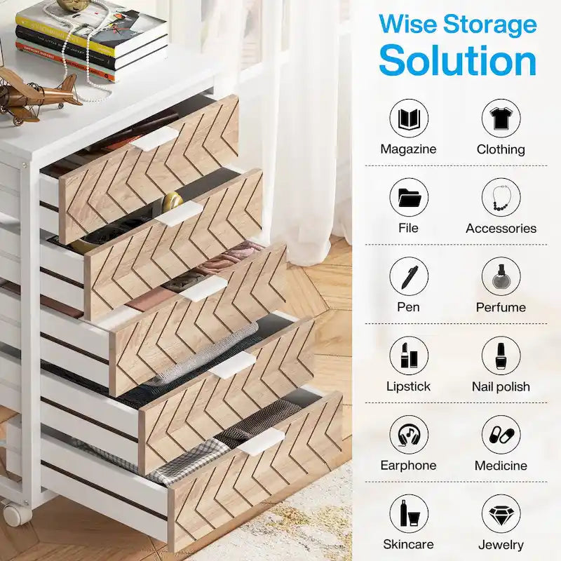 Wooden Storage Cabinet Organizer with 5 and 7 Drawer Options