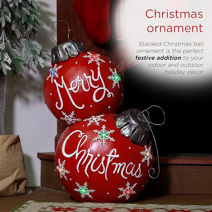 Boule de Noël intérieure/extérieure de 30" avec LED changeantes, rouge, décoration de Noël