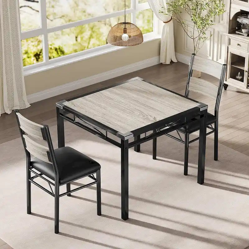 Wooden Dining Table Set with Upholstered Chairs for Kitchen