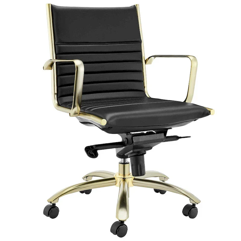 Swivel Office Chair with Upholstered Seat Armrests and Rolling Base