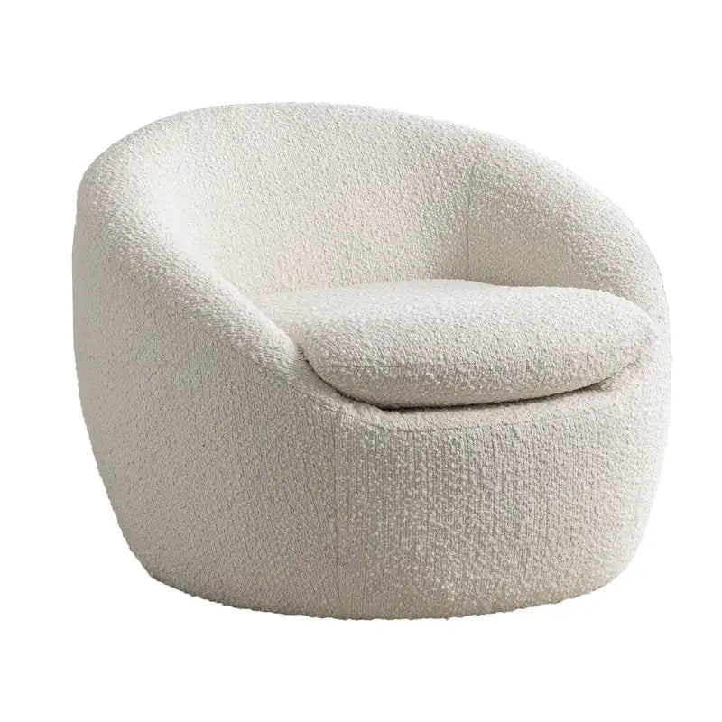 Swivel Base Barrel Chair with Boucle Upholstery - 31-Inch