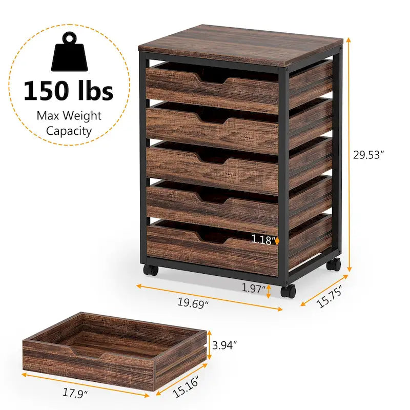 Wooden Storage Cabinet Organizer with 5 and 7 Drawer Options