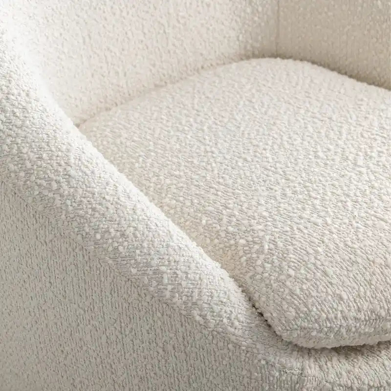 Swivel Base Barrel Chair with Boucle Upholstery - 31-Inch