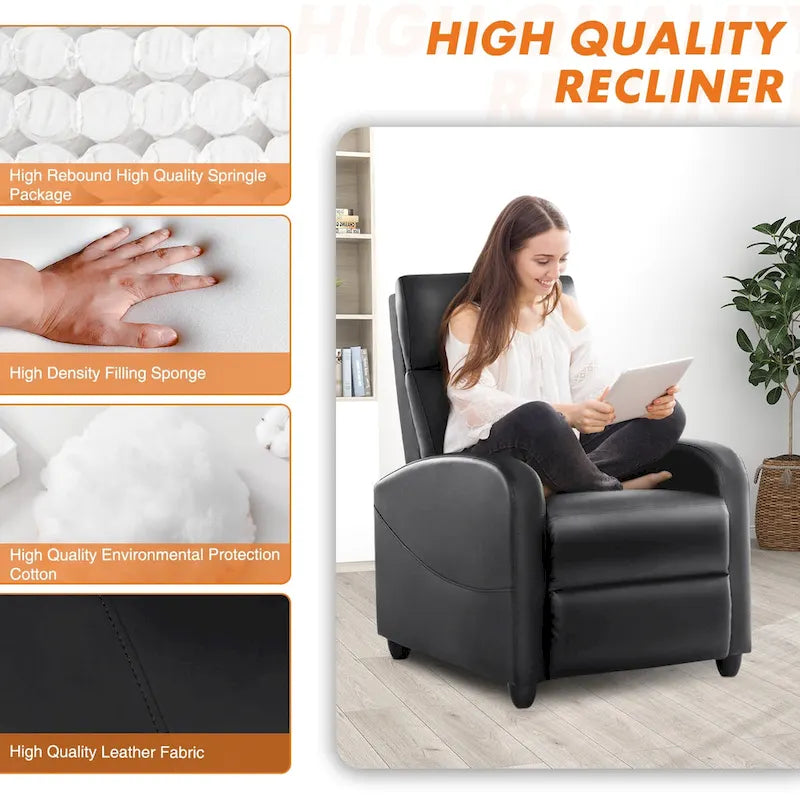 Versatile Recliner Chair with 8 Massage Settings and Lumbar Support for Ultimate Relaxation and Home Theater Experience