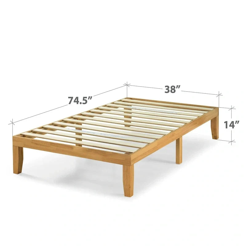 Zinus Priage 14-Inch Solid Wood Platform Bed in Natural Finish