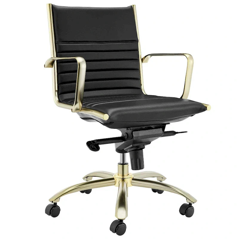 Swivel Office Chair with Upholstered Seat Armrests and Rolling Base