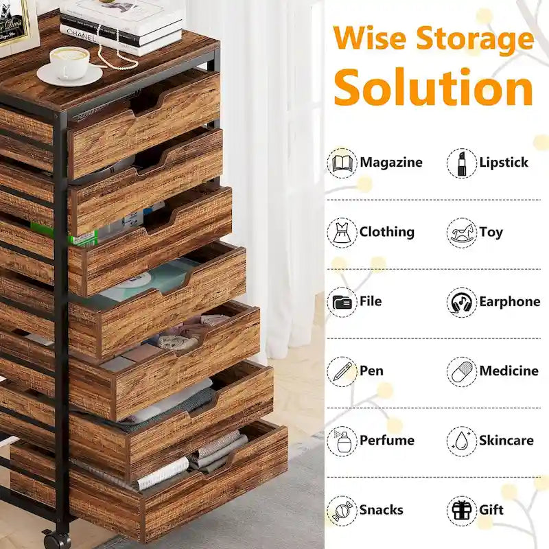 Wooden Storage Cabinet Organizer with 5 and 7 Drawer Options