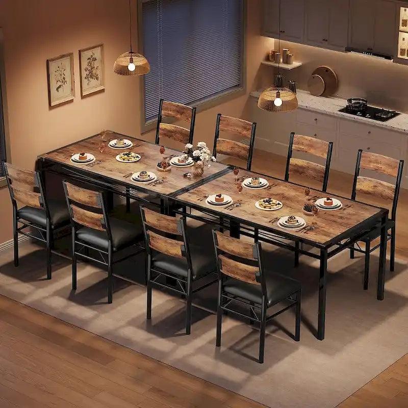 Wooden Dining Table Set with Upholstered Chairs for Kitchen