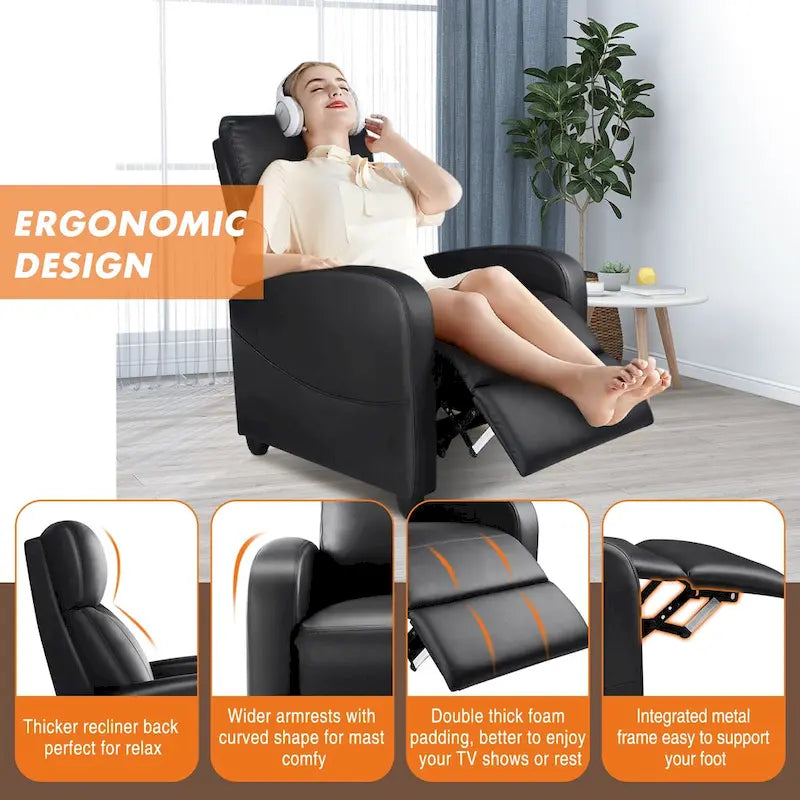 Versatile Recliner Chair with 8 Massage Settings and Lumbar Support for Ultimate Relaxation and Home Theater Experience