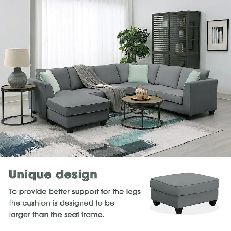 Versatile Reversible Sectional Sofa with Ottoman - Flexible Combination Module