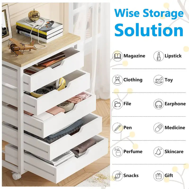Wooden Storage Cabinet Organizer with 5 and 7 Drawer Options