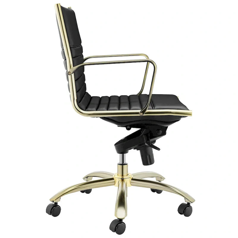 Swivel Office Chair with Upholstered Seat Armrests and Rolling Base