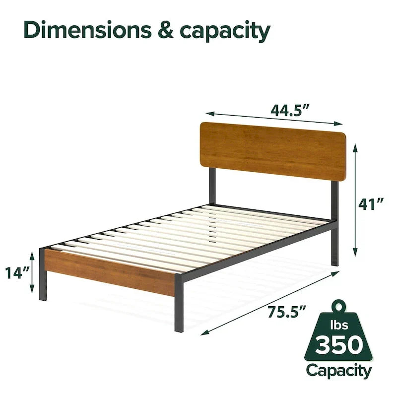 ZINUS Priage Black Metal Platform Bed Frame