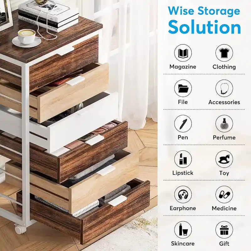 Wooden Storage Cabinet Organizer with 5 and 7 Drawer Options