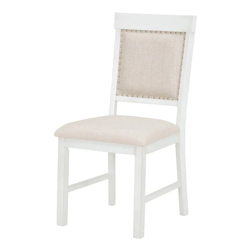 Vintage White 5-Piece Wooden Dining Set with Extendable Table and 4 Chairs