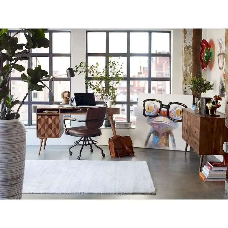 Swivel Office Desk Chair with Upholstered Seat and Rolling Base