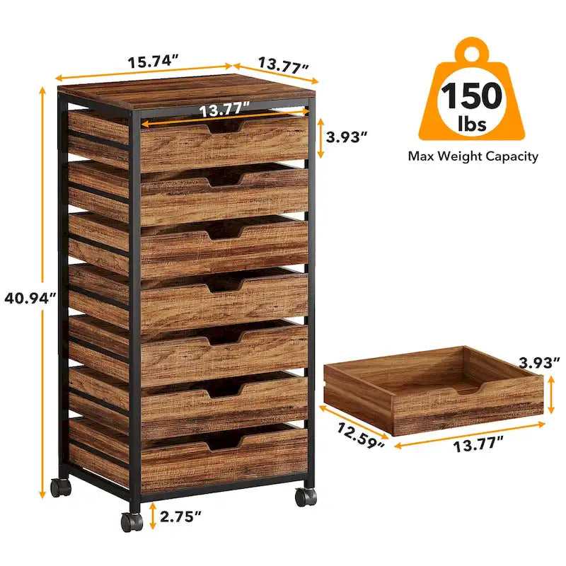 Wooden Storage Cabinet Organizer with 5 and 7 Drawer Options