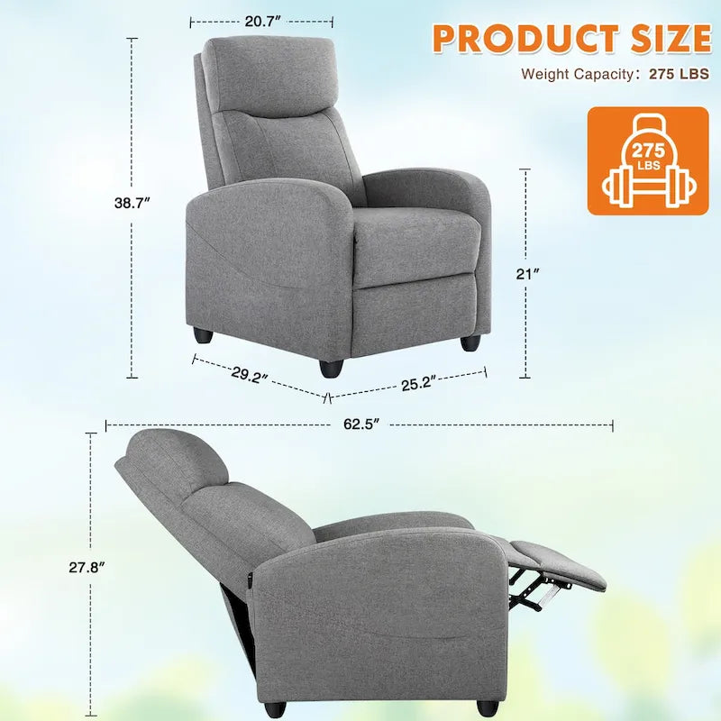 Versatile Recliner Chair with 8 Massage Settings and Lumbar Support for Ultimate Relaxation and Home Theater Experience